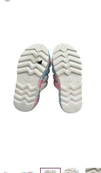 UGG Maxi Slide Logo Platform Slippers Pink Blue White, Size 7. - Picture 3 of 9